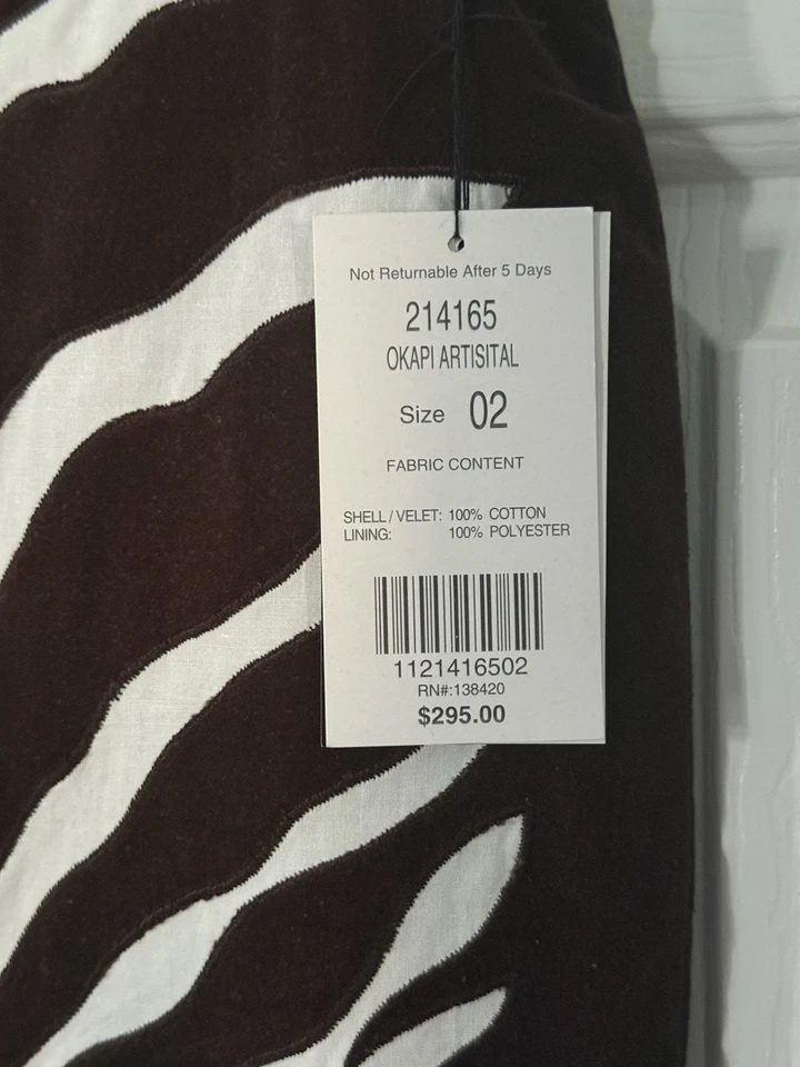 NUEVO CON ETIQUETAS Falda Etcetera Okapi Artisital Marrón Terciopelo Estampado Cebra Talla 2 Foto 3 de 4