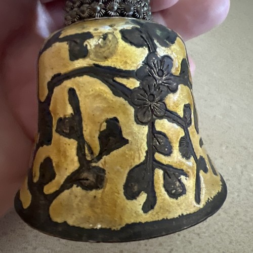 19th-Century Chinese Enamel Bell With a Blue Peking Glass Hat Rank Badge *RARE* - Picture 5 of 12