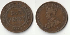 1915 Australia 1 penny coin