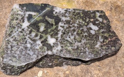 Stone Slab w Copper Epidote Calcite in Basalt -Polished Display Specimen