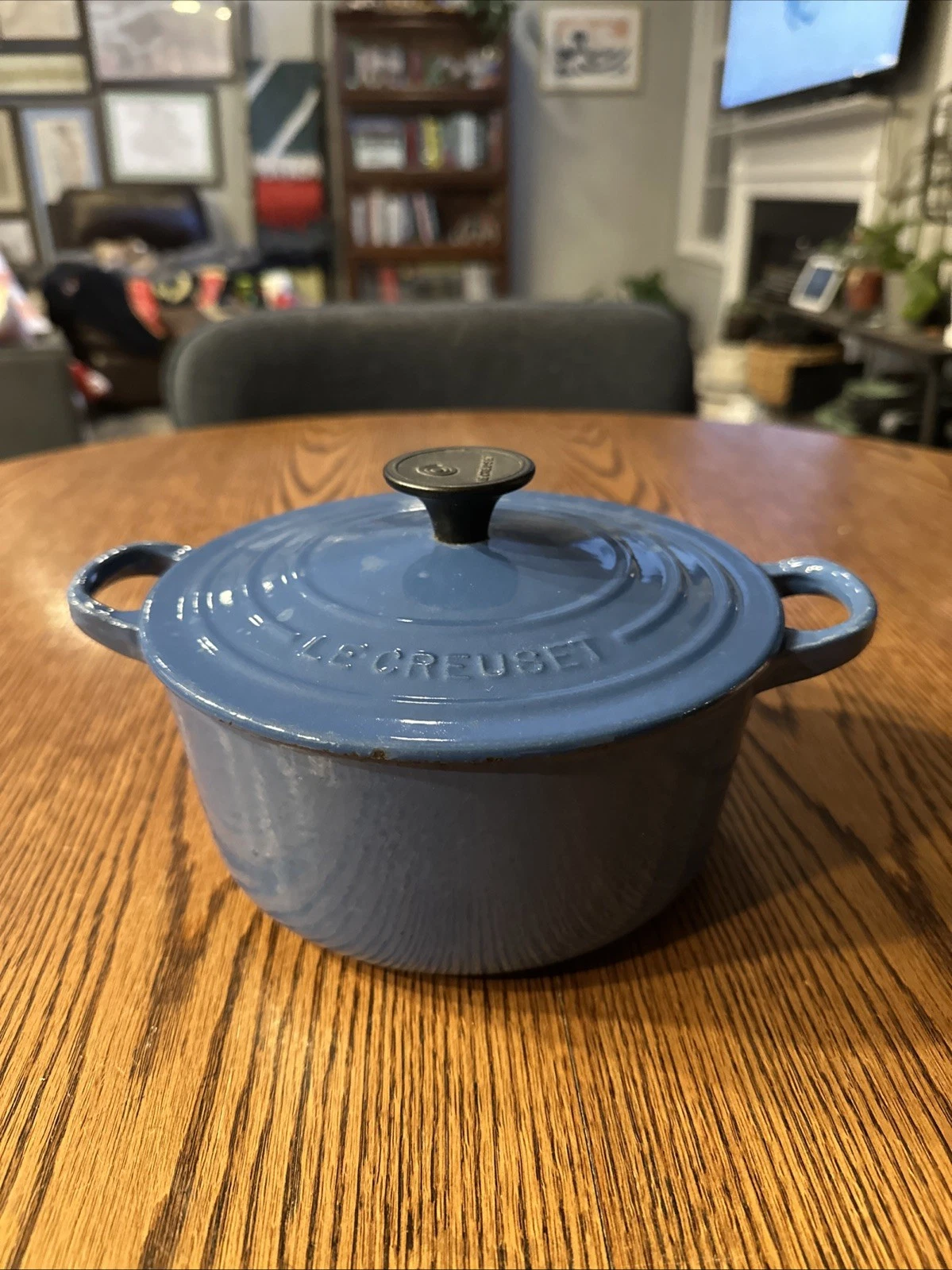 Vintage Le Creuset Blue Enamel Dutch Oven 18 French Cast Iron 2 Qt Cleaned