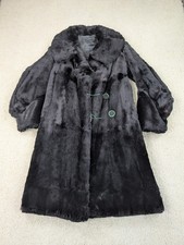 Fur Coat Womens Large Black Mink Sable Formal Overcoat Jacket Heavy Long VTG