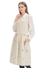 Nanxson Vintage Cotton Linen Long Apron Maid Costume Victorian Bib X Back Apr...