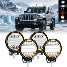 4x 5 Round Black Housing Yellow Fog Lightoffroad Super 4x4 Guard Work Lamp