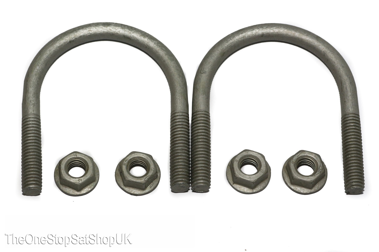 2 x M6 x 50mm U Bolts With 4 x M6 Flange Nuts - Zinc Plated For Zone 2 Dish