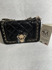 VALENTINO ORLANDI Black Quilted Bag Gold Chain Shoulder Strap Italy MSRP $149