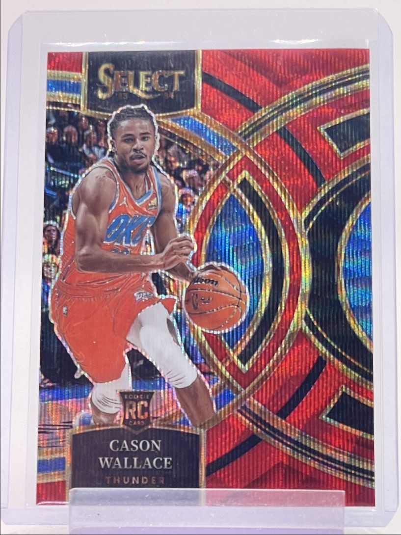 CASON WALLACE 2023-24 SELECT PREMIER LEVEL ROOKIE RED WAVE THUNDER RC Q5118