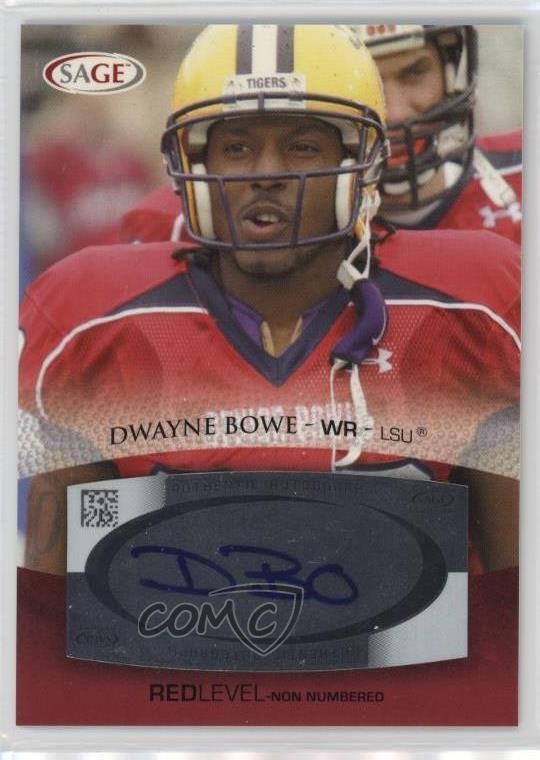 2007 SAGE Auto Football Red Dwayne Bowe #A6 Rookie Auto RC 1n4j