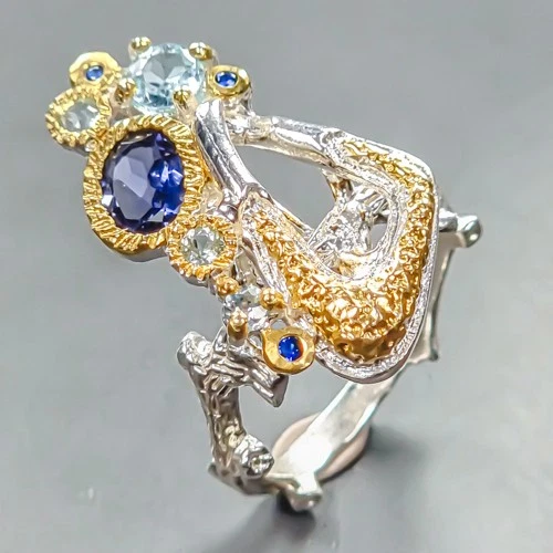 Women jewelry Natural Iolite Ring 925 Sterling Silver Size 6.5 /R446300