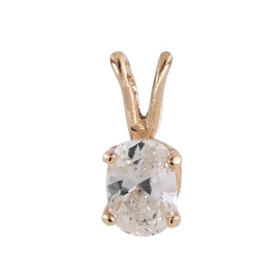 14K Gelbgold 0,40CT Oval Diamant Solitär Anhänger Natur Nachlass
