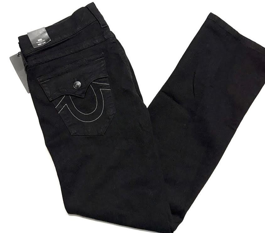 NWT True Religion Jeans Mens 32 Black Ricky Relaxed Straight Flap Pockets $149 thumbnail 2