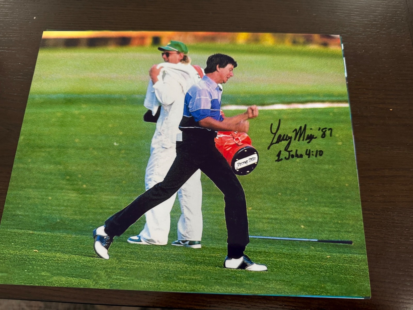 Larry Mize PGA golf The Masters signed 8x10 photo