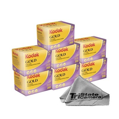 Kodak GOLD 200 35mm 24 Exposure Color Negative Film 7-Pack w/ Microfiber Cloth