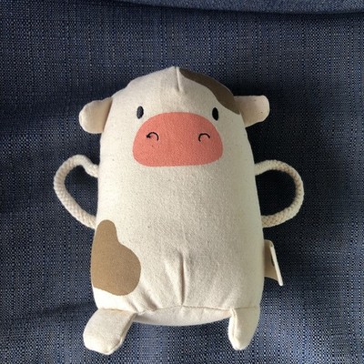 Panda Crate Cow 6  Plush Mooing Shaker Canvas Toy Farm Stuffed Animal Baby
