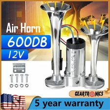 600DB Super Loud Dual Electric Air Horns Kit For Car SUVs Trucks Boats Vehicles
