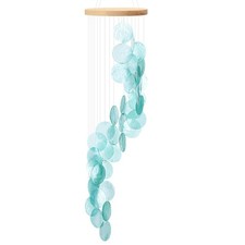 Wenqik Sea Glass Shell Wind Chimes for Outside Seaglass Capiz Windchime Blue