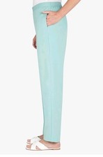 Alfred Dunner Women's Size 12 Twill Mint Green Straight Leg Short Length Pant