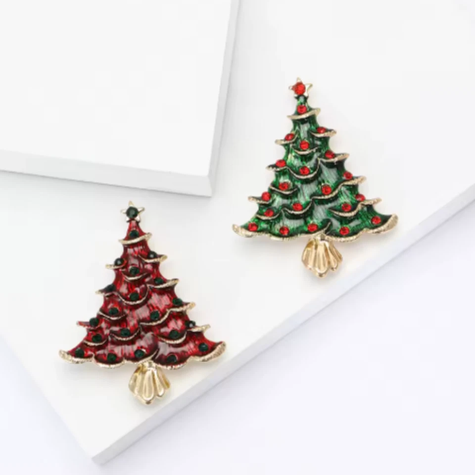 Рождественская елка брошь заколка — хрустальные стразы рождественский зимний праздничный подарок - Изображение 3 из 4