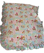 Vintage Strawberry Shortcake 1980s Full Size Ruffled Quilt Bedspread
