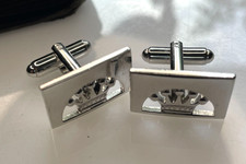 Vintage Silvertone Cutout Regal Crown Motif Rectangle Cufflinks Royal Mid Centur Vintage Silvertone Cutout Regal Crown Motif Rectangle Cufflinks Royal Mid Centur