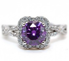 1CT Amethyst  White Topaz 925 Solid Genuine Sterling Silver Ring Sz 8 MB5-5