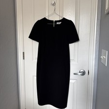 Calvin Klein Women's Black Short Sleeve Back Zip Sheath Dress Size 8