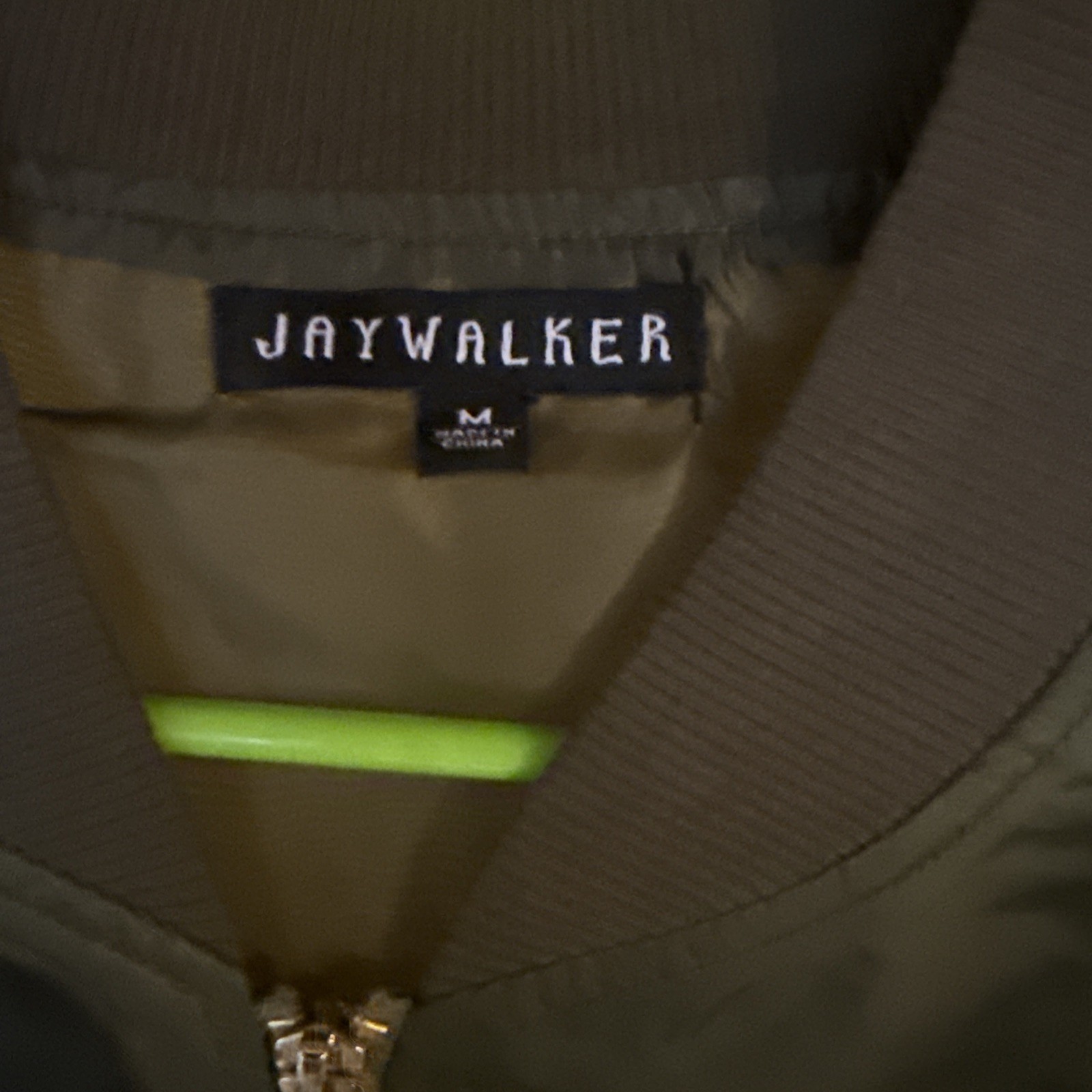 Jaywalker Olive Bomber Jacket Size Medium - image 2
