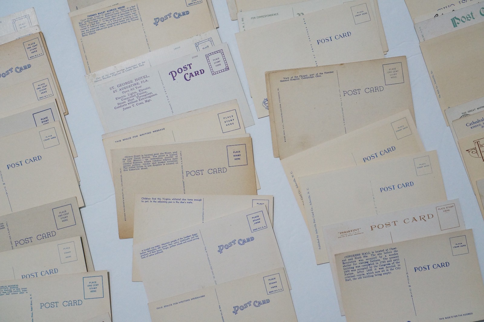 Vintage POSTCARDS Lot 50 Unused Standard Size USA 1907-1950 Old View Unposted