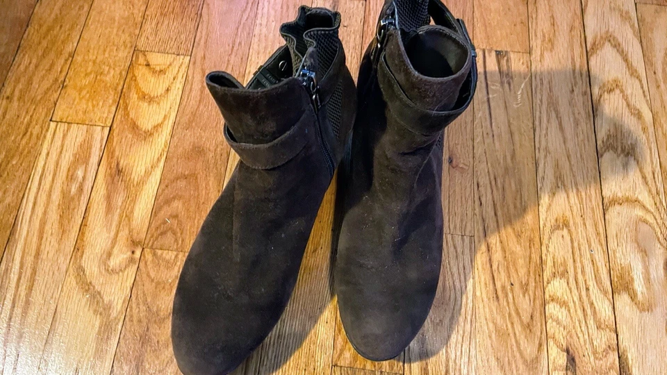 EUC блондинка коричневый замшевый на танкетке ботинок 8 Вт - Изображение 4 из 4