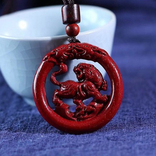 Collar Colgante Dragón Tigre Dragón Tallado de Doble Cara Cinnabar Jade Regalo Tallado a Mano - Imagen 5 de 8