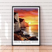Sonnenuntergang Dover Klippen ungerahmte Illustration Kunst Meer Natur Wanddruck