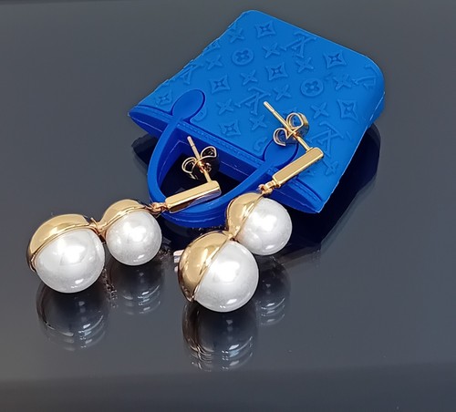 18K Gold Filled Stunning Italian Simulated Pearl 18ct GF Drop Earrings 30mm - Picture 6 of 9