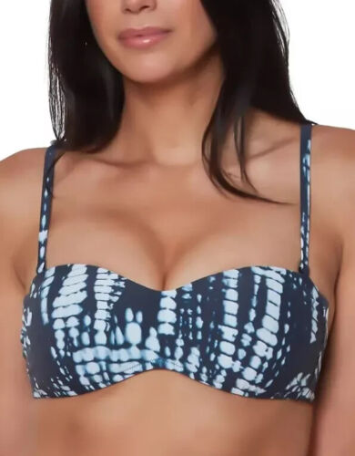 Bar III INK WELL Tie Dye for Printed Bandeau Bikini Swim Top, US Small Swimsuit