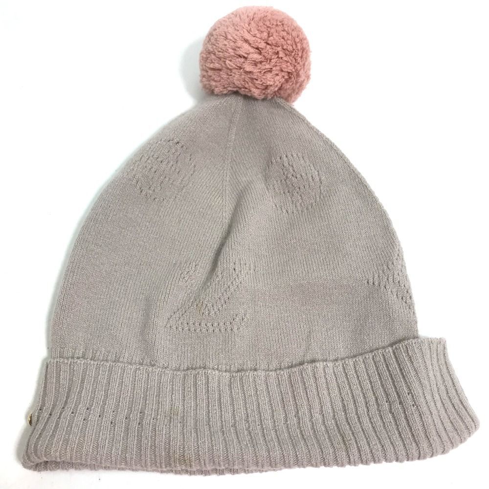 LOUIS VUITTON LV Knit Hat Cap Beige x Pink M75540 Wool  display picture 1
