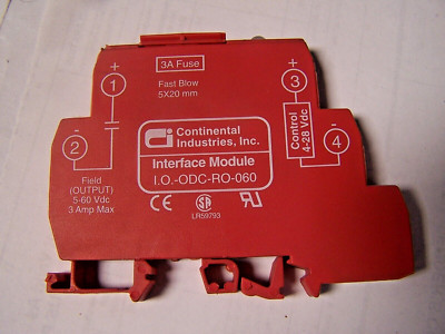   CONTINENTAL I.O-ODC-RO-060 INTERFACE MODULE 3AMP FUSE CONTROL 4-28VDC 5-60VDC