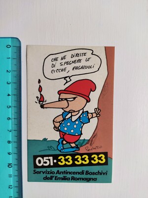 Feuerwehr Aufkleber EMILA ROMAGNA Pinocchio Sticker VINTAGE 80s ORIGINAL