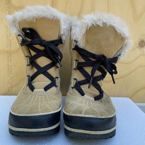 Sorel Tivoli Tan Suede Waterproof Winter Snow Boot Womens 6 Lace Up Faux Fur - Picture 8 of 11