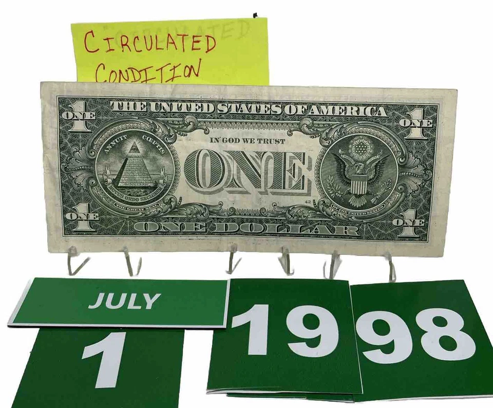 One Dollar Bill Birthday July 1 1998. Near Uncirculated. Fancy Serial Number - Image 3 of 4