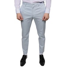 DOLCE & GABBANA Pants Light Blue Cotton Dress Men Trouser IT48/W34/M RRP 530usd