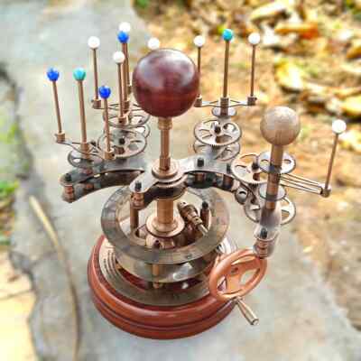 Jupiter Stellar Orrery innere Planeten Messing Holz 16'' Kurbel Astronomie Dek...