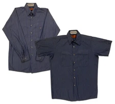 Red Kap Industrial Stripe 2 Pocket Work Shirt Poplin Work Uniform Navy / Gray