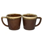 Vintage Lot Of 2 McCoy Pottery Brown Drip Glaze Coffee Mugs #1