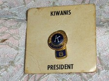 Vtg Kiwanis International Pin Miniature Gold Toned Kiwanis President #8 Pin