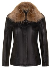 Women's Black Leather Jacket Parker Real Lamb Nappa Casual Retro Jacket