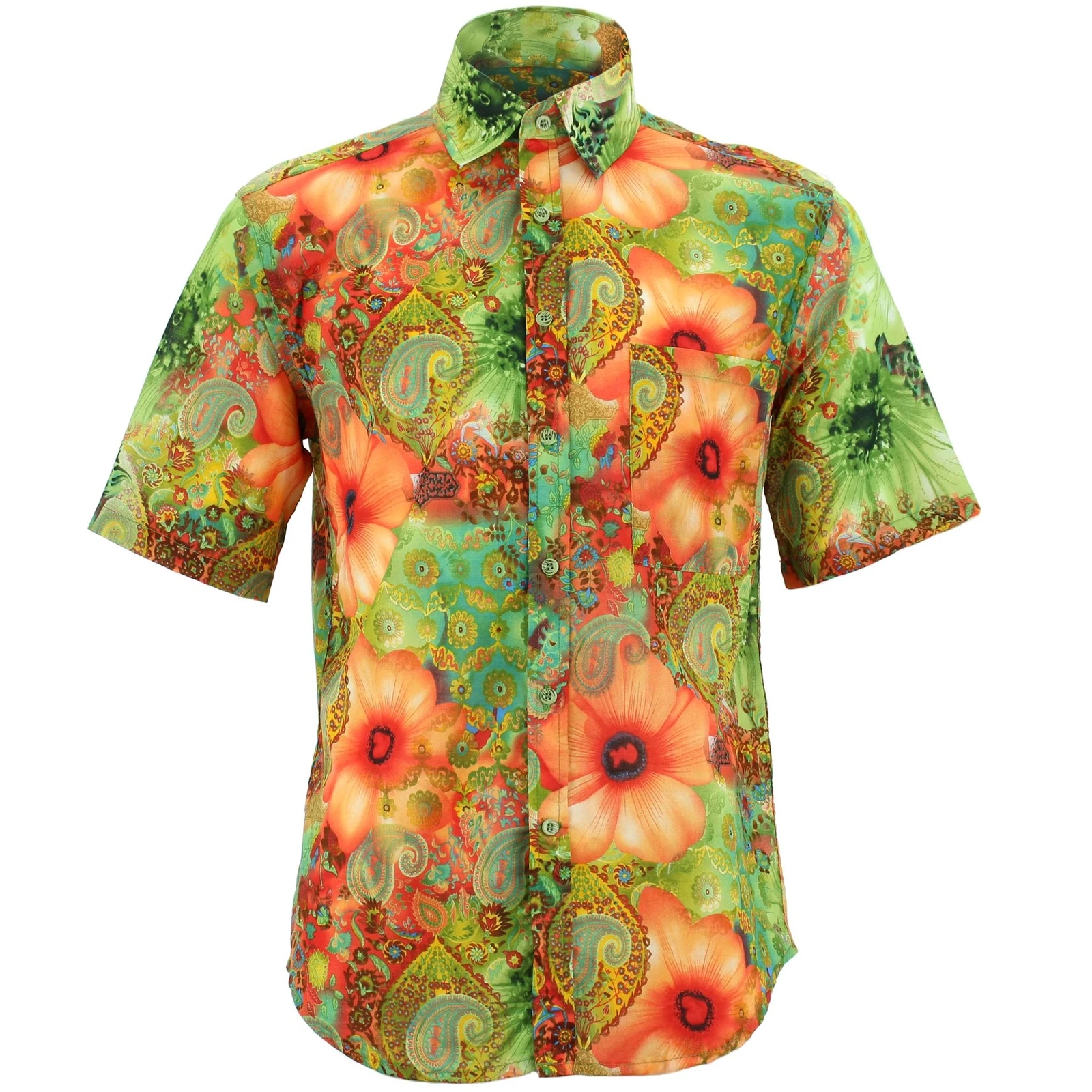 Regular Fit Short Sleeve Shirt Loud Originals Paisley Pastels Floral Mens