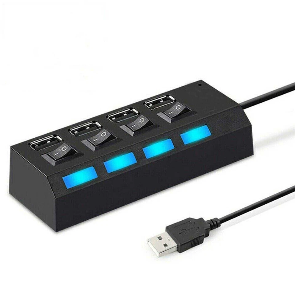 Hub usb 2.0 4 porte moltiplicatore sdoppiatore per pc notebook con interruttori - Immagine 2 di 2