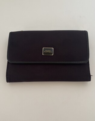 VTG Hush Puppies Brown Snap Button Zipper Dividers Tri-Fold Wallet