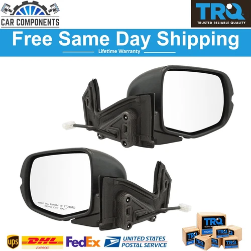 TRQ New Mirror Power Textured Black Set of 2 For 2017-2018 Honda Pilot Ridgeline