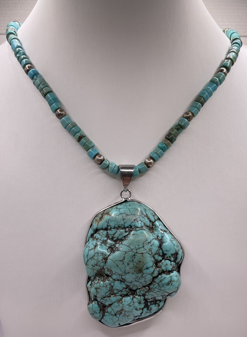 Vintage J Martinez Native American Turquoise Sterling Silver