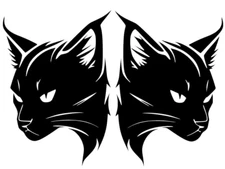 Bobcat Wild Cat Pair 6" Mirrored Black Decal Car Truck Window Laptop Tablet